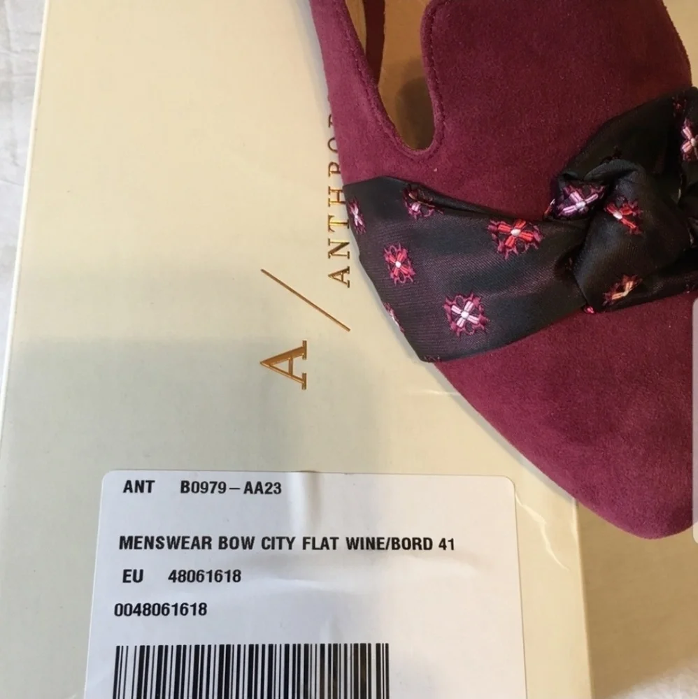 🫟 Anthropologie - Burgundy Suede Flats, Sz 11 (NIB) - Picture 8 of 8
